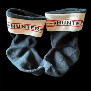 Hunter Play Logo Cuff Tall Boot Size Medium Black Fleece